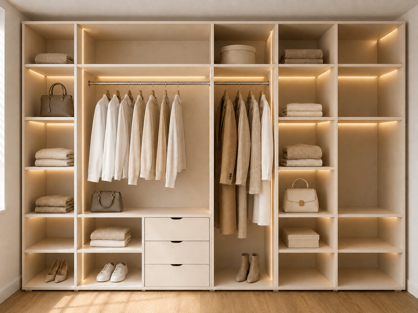 Dressing realizat la comandă pentru o cameră de dormit.